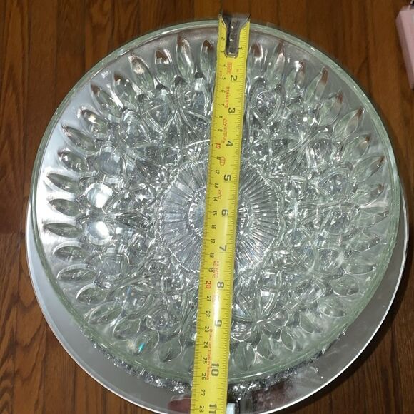 Large 10 inch elegant Round fruit bowl holder kitchen clear glass vintage bowl - Picture 4 of 8